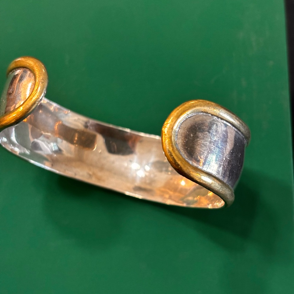 Elegant Silver and Gold Bangle Bracelet - Picture 6 of 8